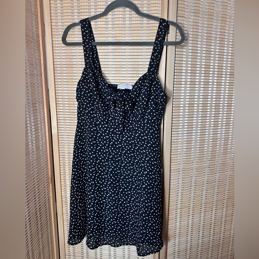Black with White Polka Dot Midi Dress